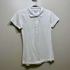 ✨$8 CLEAR-OUT✨ Givingz Classic Collared 1/4 Button Down Polo Tee Shirt Top White